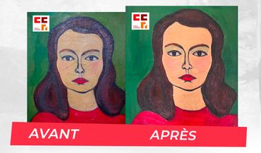 Comparaison d'un portrait avant et après retouches.