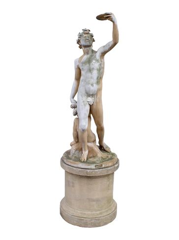 Late 19th Century Cast Stone Pedestals With Figural Bust and Foliate Design - a Pair
Dimensions:12.2