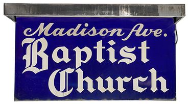 Vintage, sign, baptist, church, madison, ave, nyc, NYprops.