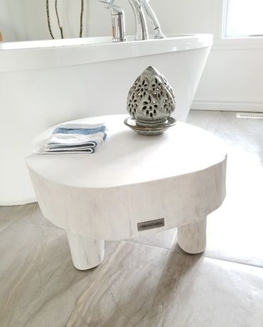 Table basse bois sculpté rondelle fabriqué québec boréal création unique design Rivesud Anick Boulet