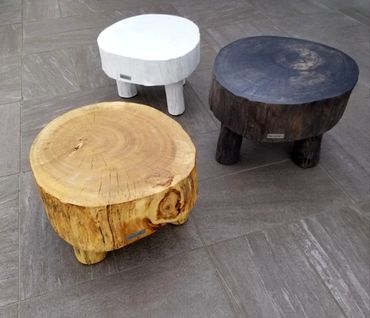 Table basse bois sculpté rondelle fabriqué québec boréal création unique design Rivesud Anick Boulet