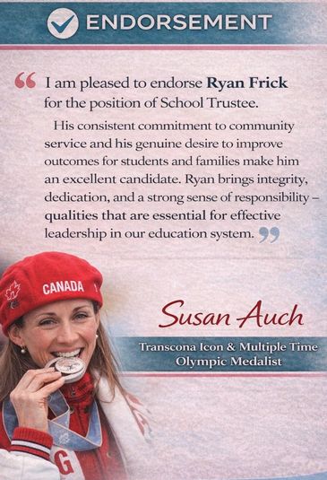 Endorsement message for Ryan Erick from Olympic medalist Susan Auch.