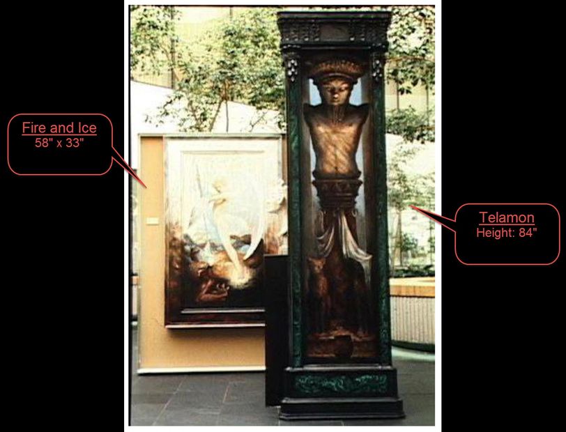 Fire & Ice (left), Telamon (right). Curtis Gallery.  Artist: Bill Girard. Royal Oak, MI. 1940-2011.