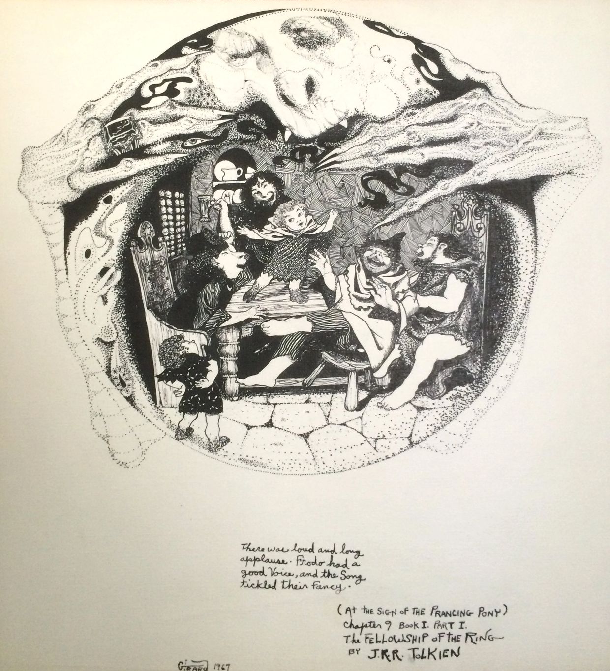 Lord of the Rings Drawing. Estate of A. Abramson. Artist: Bill Girard. Royal Oak, MI. 1940-2011
