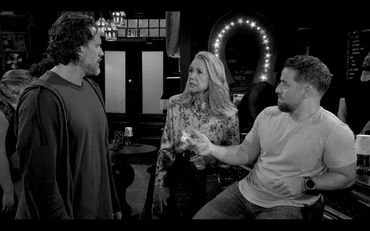 Chris Grant Wenchell with Joshua Morrow and Melody Thomas Scott in The Young and the Restless.