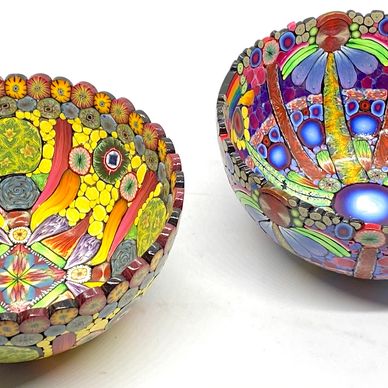 Two polymer clay art bowls made by artist James Jenkins