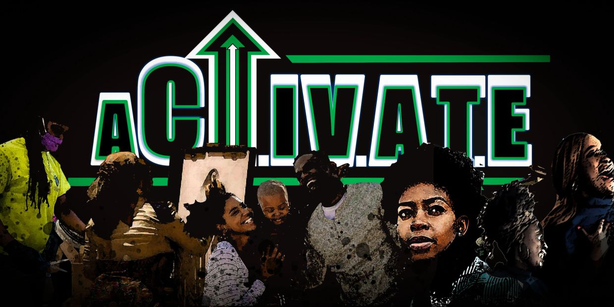 Group of diverse people with the word ACTIVATE in the background.