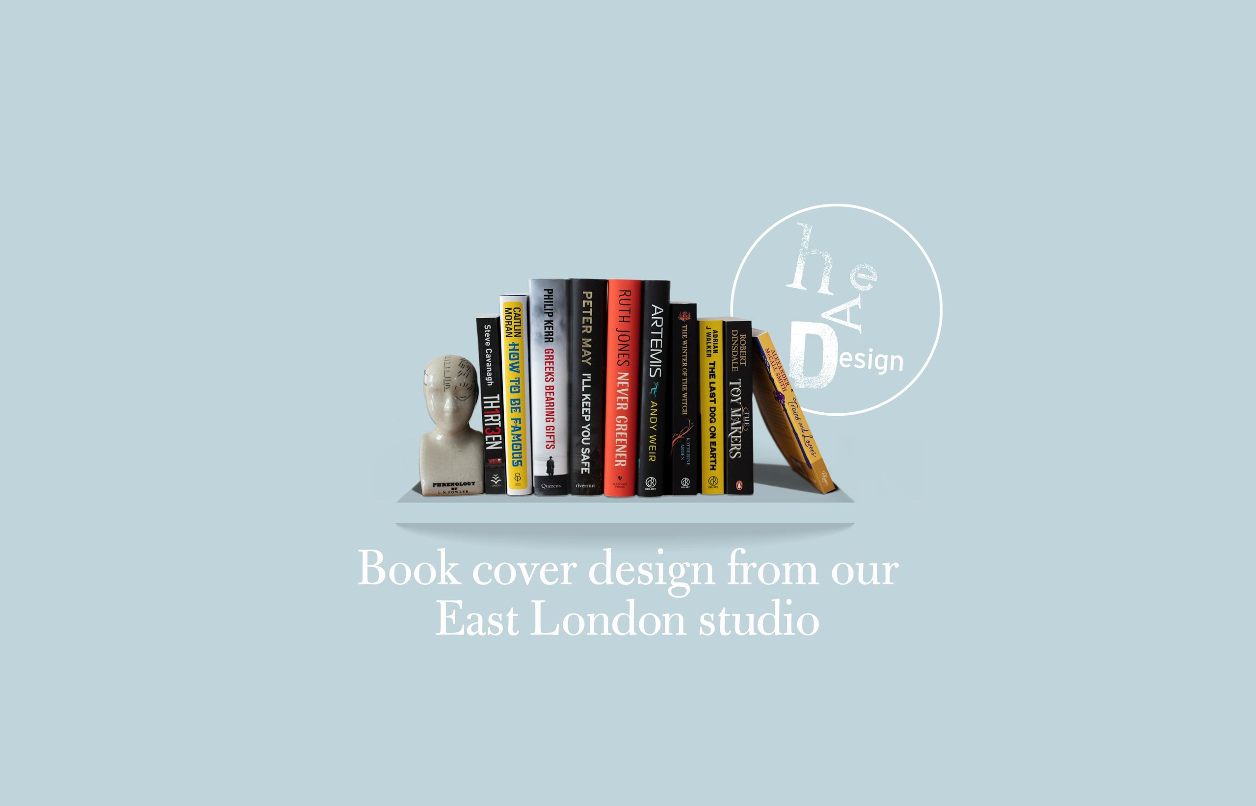 Book cover design from our studio in East London. Our shelfie contains some of our latest work.