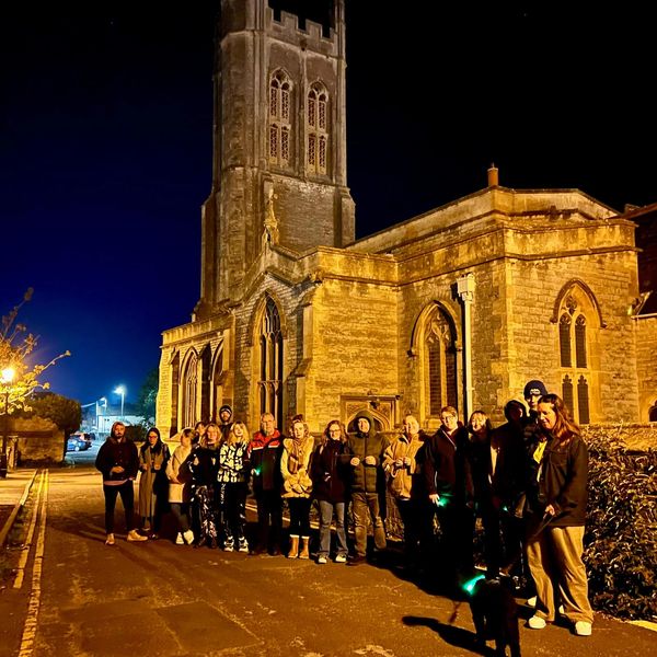 Group enjoying the Glastonbury Ghost Walk as we approach Halloween
