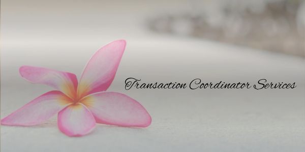 Pink flower with 'Transaction Coordinator Services' text.