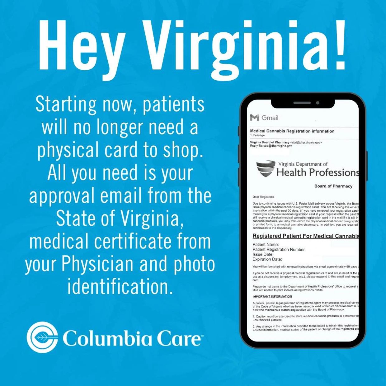 Virginia Medical Cannabis Card
Virginia Medical Marijuana Card
Approval Email State of VA
Medical Ce