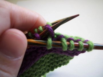 Knitting until all stitches have been knit together