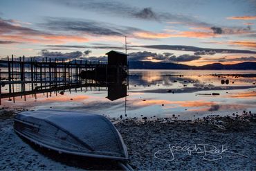10.3.16 Lake Tahoe - A light dusting of snow, on a rare dingy, waiting for the lake to refill.