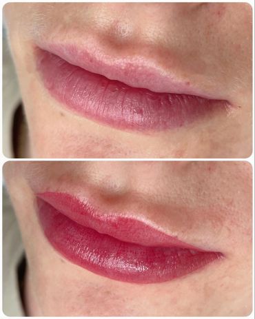 Before and after lip blushing