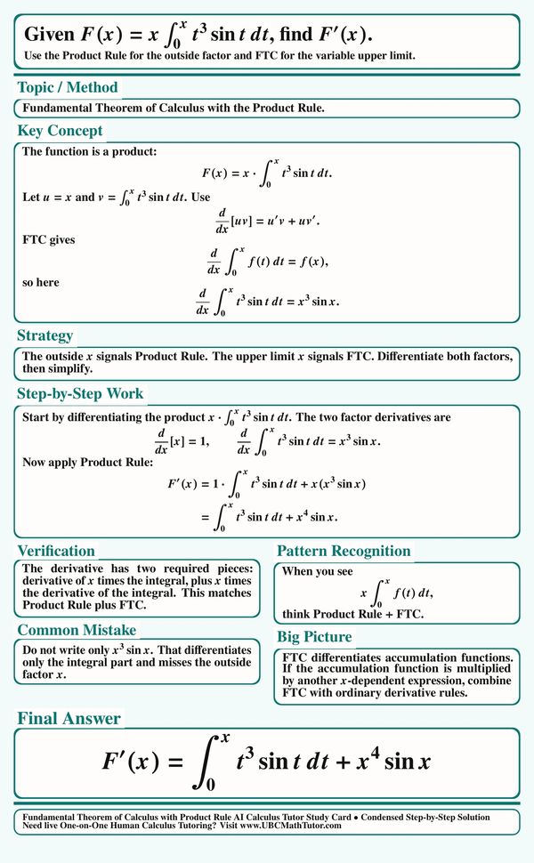 AI Calc tutor: FTC with Product Rule for x times an integral