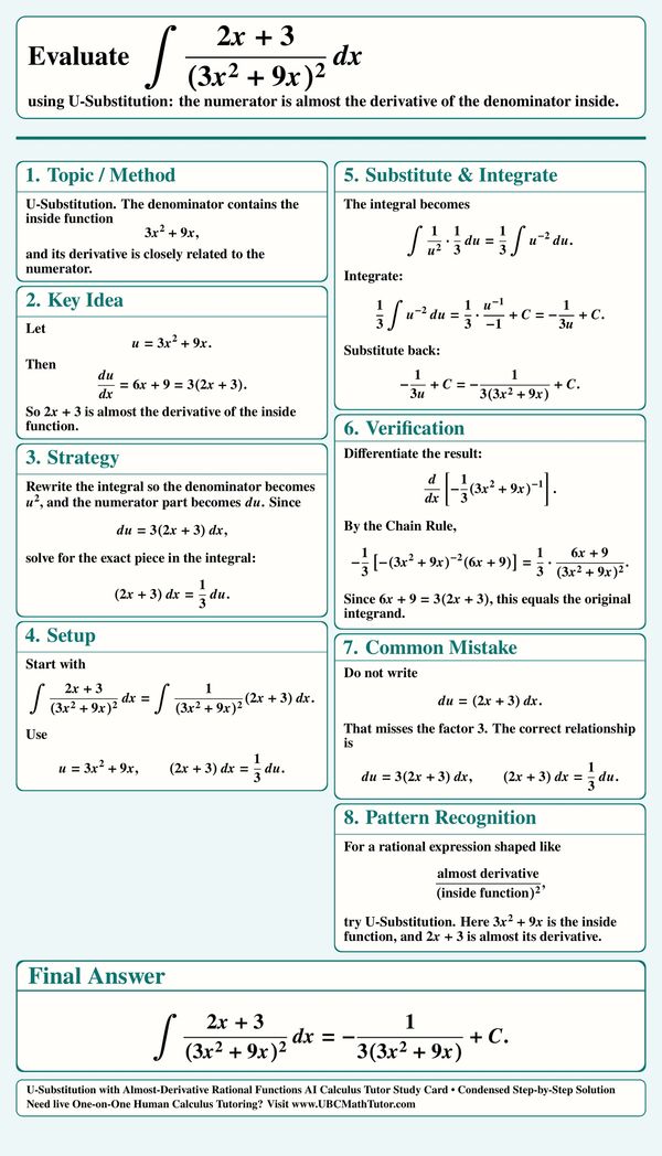 AI Calculus tutor: almost-derivative U-substitution