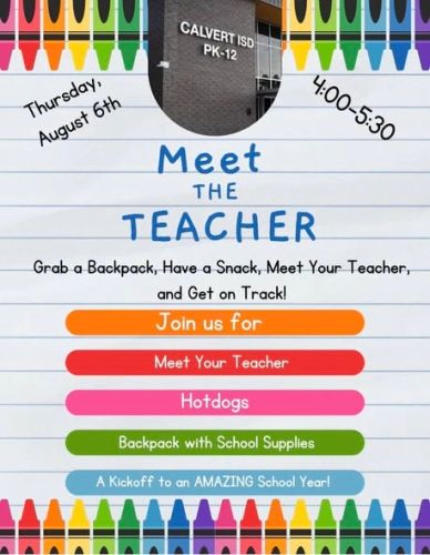Calvert ISD Meet the Teacher event brochure