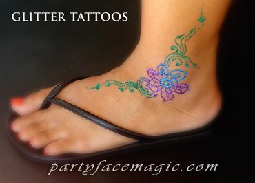 Glitter tattoo custom design on foot