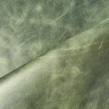 Close-up of textured green leather material.