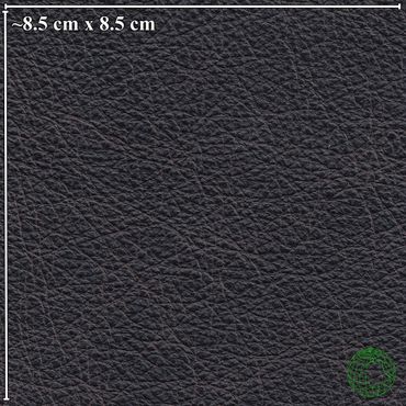 Close-up of a 8.5 cm by 8.5 cm textured black leather surface.