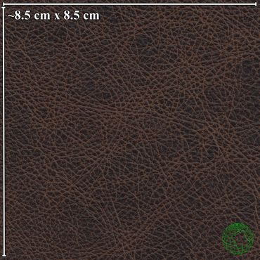 Close-up of textured dark brown leather surface with measurement scale.