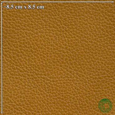Close-up of brown leather texture measuring 8.5 cm by 8.5 cm.
