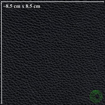 Close-up of textured black leather measuring 8.5 cm by 8.5 cm.