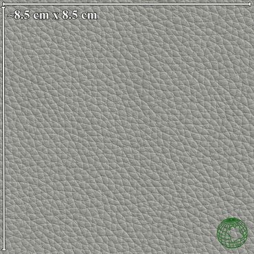 Close-up of gray leather texture with visible grain pattern.
