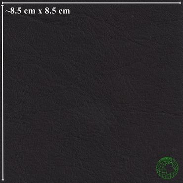 Close-up of black leather texture measuring approximately 8.5 cm by 8.5 cm.