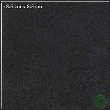 Close-up of a dark textured leather surface measuring 8.5 cm by 8.5 cm.