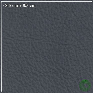 Close-up of dark textured leather fabric measuring about 8.5 cm by 8.5 cm.