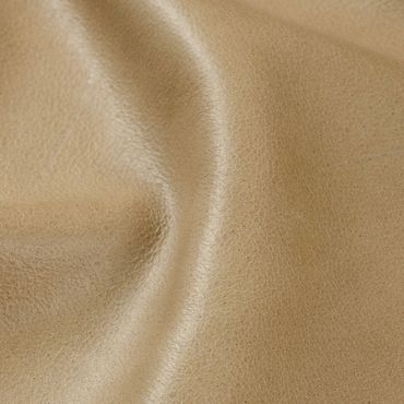 Close-up of beige leather texture with natural wrinkles and grain.