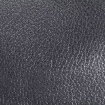 Close-up of textured black leather surface.