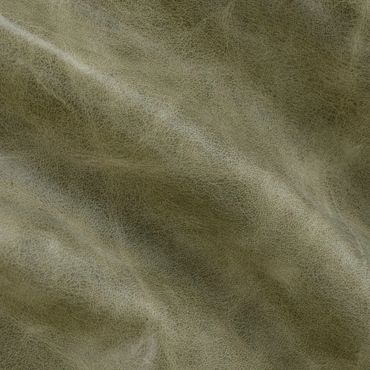 Close-up of textured olive green leather material.