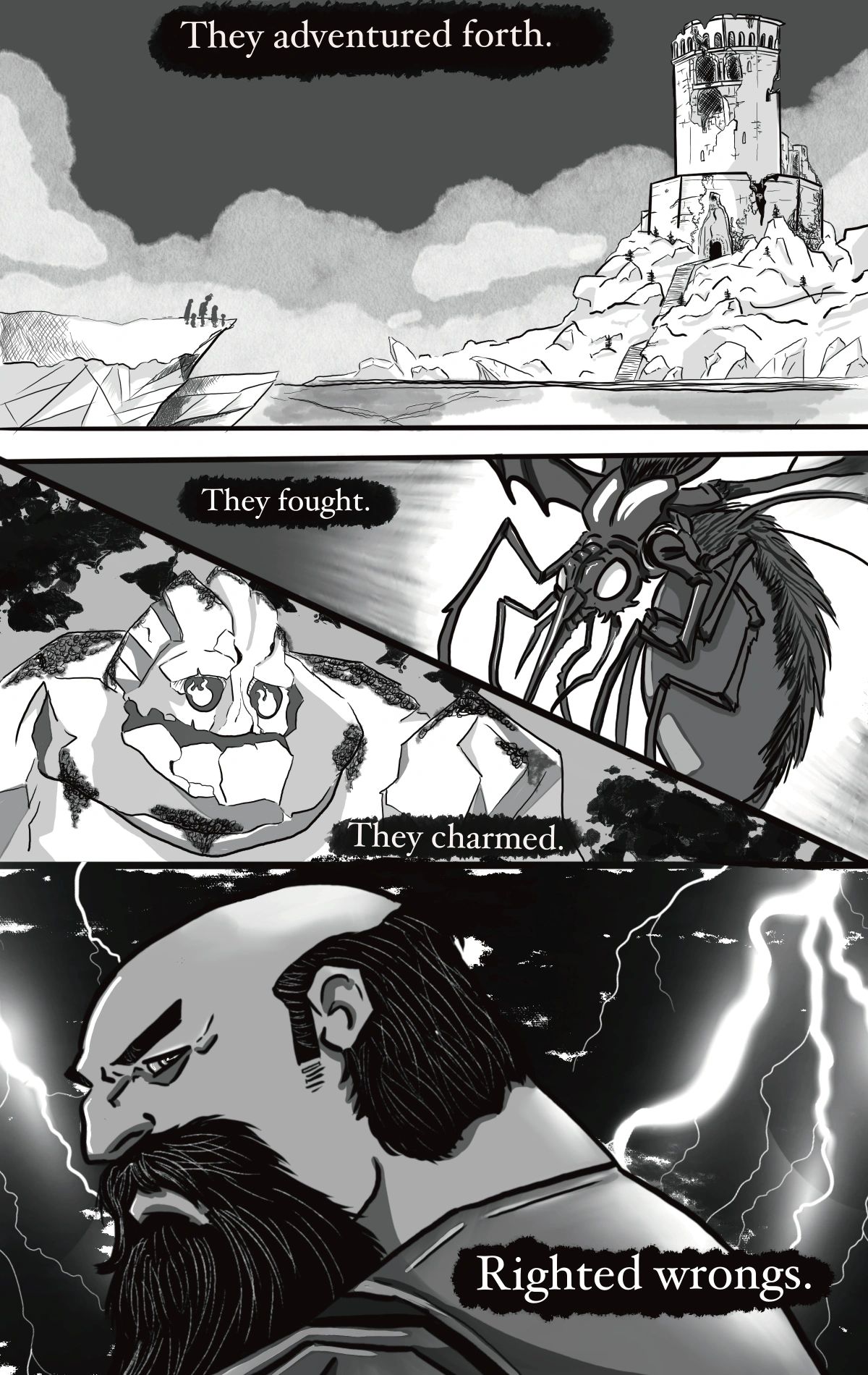 Adventurers face challenges, fight monsters, charm allies, and right wrongs on their journey.