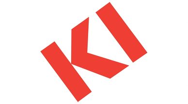 Red stylized letters 'KI' tilted on a white background.