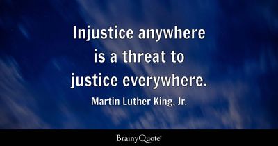 Injustice quote from Martin Luther King, Jr. with a background image of a dark-blue sky