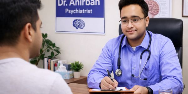 Psychiatrist consulting a patient in his office.