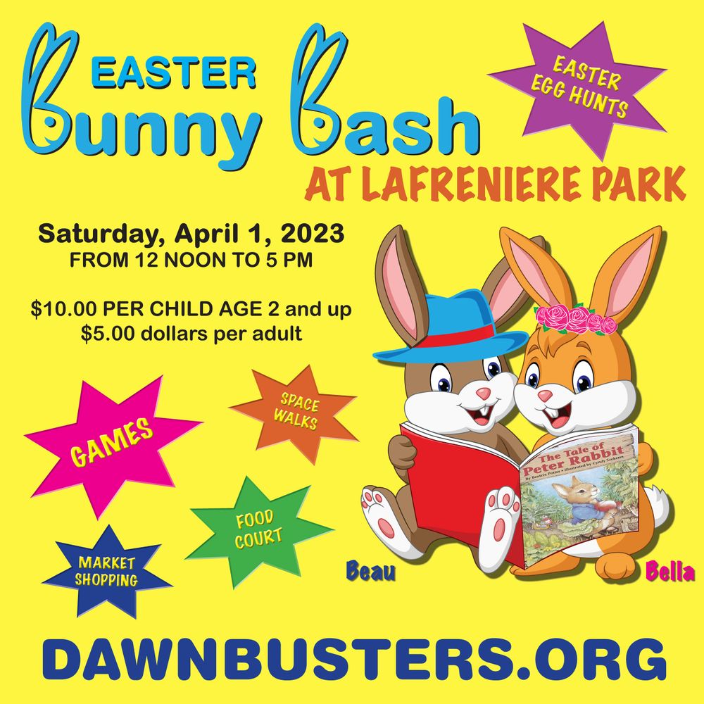 Easter 2023 Bunny Bash @ Lafreniere Park. Sponsored by Dawn Busters Kiwanis of Metaire.