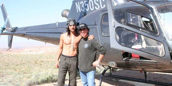 Filming Criss Angel being hung from flesh hooks and flown by helicopter over the "Valley of Fire."