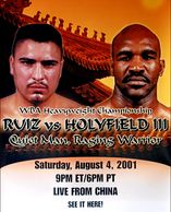 Don king in Beijing Heavyweisght Title Fight Ruiz v Holyfield. Showtime PPV.
