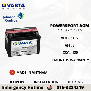 VARTA POWERSPORTS AGM YTX9-BS BATTERY