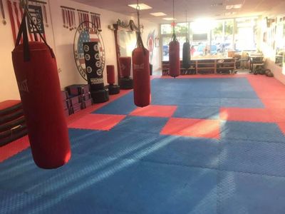 Hanging Punching Bags in Martial Arts school