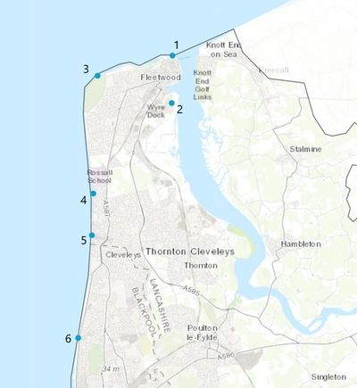 Map of Beach cleans in Wyre and the Fylde