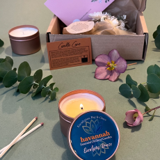 Essential Oil Candles Gift Set with garden grown dried flowers, gift box and personalised gift card