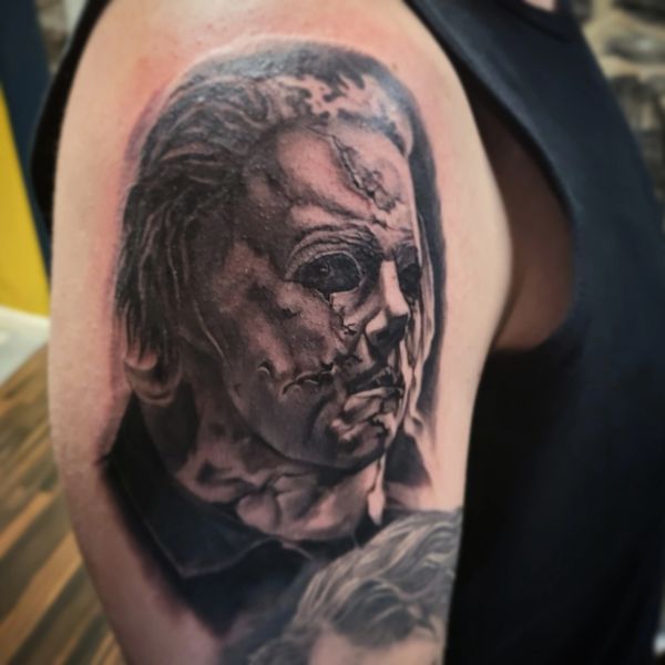Michael Myers portrait tattoo 