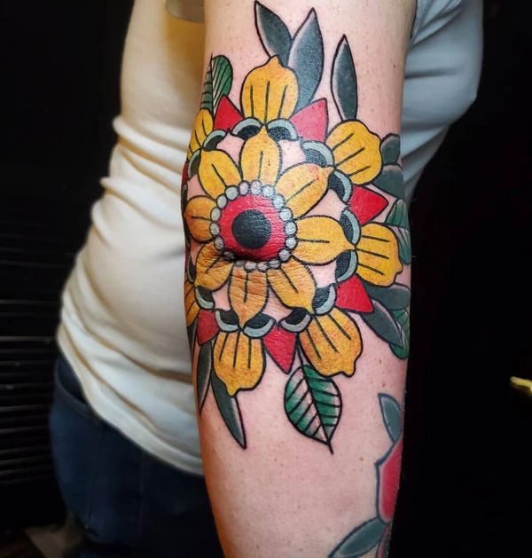 Mandala flower , traditional tattoo design 