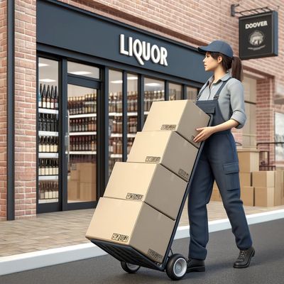 Wine and Spirits Delivery Woman making a Direct Delivery to a Pennsylvania liquor store.