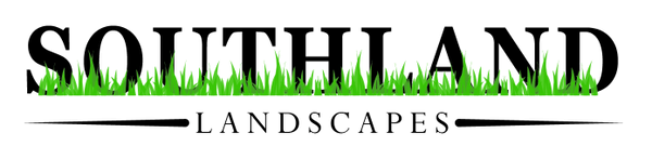 Logo for Southland Landscape with grass and bold text.