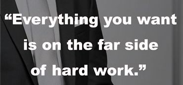Motivational quote about the rewards of hard work.